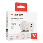 VERBATIM 2 PORT 35 WATT PORTABLE GAN CHARGER