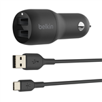 Belkin BOOSTCHARGE Dual USBA Car Charger 24W  USBA to USBC Cable
