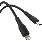 EFM TYPE C TO LIGHTNING BRAIDED POWER AND DATA CABLE 1M BLACK