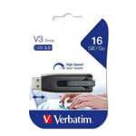 VERBATIM 16GB V3 USB30 GREY STORENGO V3 RETRACTABLE USB STORAGE DRIVE MEMORY STICK