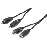 2 X RCA PLUGS TO 2 X RCA SOCKETS AUDIO CABLE  15M