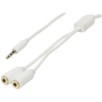 SLIM 35MM STEREO PLUG TO 2 X 35MM STEREO SOCKET  02M