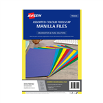 AVERY 88150 MANILLA FOLDER FOOLSCAP ASSORTED COLOURS PACK 20