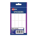 AVERY 932022 MULTIPURPOSE STICKERS RECTANGLE 18 X 38MM WHITE PACK 72