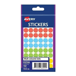 AVERY 932294 MULTIPURPOSE STICKERS CIRCLE 12MM MULTI COLOURED PACK 162