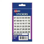 AVERY 932445 MULTIPURPOSE STICKERS 0099 11 X 11MM BLACK ON WHITE PACK 144