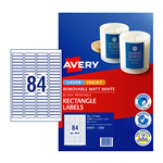 AVERY 959053 L7656 REMOVABLE MULTIPUROSE LABEL LASER INKJET 84UP WHITE PACK 25
