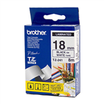 BROTHER TZE241 LAMINATED LABELLING TAPE 18MM BLACK ON WHITE