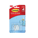 COMMAND ADHESIVE SMALL HOOKS CLEAR PACK 2 HOOKS AND 4 STRIPS