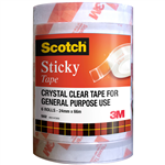 SCOTCH 502 STICKY TAPE 24MM X 66M PACK 6