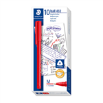 STAEDTLER 432 TRIANGULAR BALLPOINT STICK PEN MEDIUM RED BOX 9