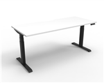 RAPIDLINE BOOST PLUS HEIGHT ADJUSTABLE SINGLE SIDED WORKSTATION 1500 X 750MM NATURAL WHITE TOP  BLACK FRAME