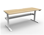 Boost Single Sided Workstation 1800mm X 750mm with cable tray natural oak white