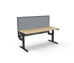 Boost Single Sided Workstation 1200mm W x 750mm D Natural Oak Top  Black Satin Frame Without Cable Tray With Screen
