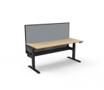 Boost Single Sided Workstation 1500mm X 750mm with cable tray and screen natural oak black