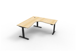 RAPIDLINE BOOST PLUS HEIGHT ADJUSTABLE CORNER WORKSTATION 1800 X 1800 X 750MM NATURAL OAK TOP  BLACK FRAME