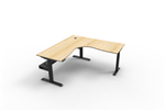 BOOST CORNER WORKSTATION 1800MM W X 1500MM W X 750MM D NATURAL OAK TOP  BLACK SATIN FRAME WITH CABLE TRAY WITHOUT SCREEN
