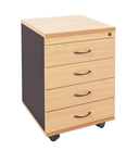 RAPID WORKER MOBILE PEDESTAL 4DRAWER LOCKABLE 690 X 465 X 447MM BEECHIRONSTONE