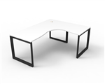 RAPID INFINITY DELUXE 1 PERSON LOOP LEG SINGLE SIDED CORNER WORKSTATION 1800 X 1500MM NATURAL WHITE TOP  BLACK FRAME