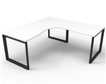 RAPID INFINITY DELUXE 1 PERSON LOOP LEG SINGLE SIDED CORNER WORKSTATION 1500 X 1500MM NATURAL WHITE TOP  BLACK FRAME