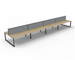 RAPID INFINITY DELUXE 8 PERSON LOOP LEG DOUBLE SIDED WORKSTATION 1800 X 750 X 730MM GREY SCREEN  NATURAL OAK SCALLOP TOP  BLACK FRAME