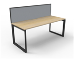 RAPID INFINITY DELUXE 1 PERSON LOOP LEG SINGLE SIDED WORKSTATION 1800 X 750 X 730MM GREY SCREEN  NATURAL OAK TOP  BLACK FRAME