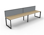 RAPID INFINITY DELUXE 2 PERSON LOOP LEG SINGLE SIDED WORKSTATION 1500 X 750 X 730MM GREY SCREEN  NATURAL OAK TOP  BLACK FRAME
