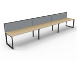 RAPID INFINITY DELUXE 3 PERSON LOOP LEG SINGLE SIDED WORKSTATION 1200 X 750 X 730MM GREY SCREEN  NATURAL OAK TOP  BLACK FRAME