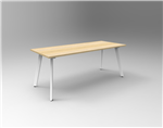 Eternity Meeting  Boardroom Table Rectangle 1800mm W x 900mm D Natural Oak Top  White Satin Base