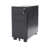 GO STEEL SLIMLINE MOBILE PEDESTAL 3DRAWER LOCKABLE 300 X 472 X 610MM BLACK