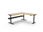 HALO CORNER WORKSTATION 1800MM W X 1800MM W X 750MM D NATURAL OAK TOP  BLACK SATIN FRAME WITH CABLE TRAY WITHOUT SCREEN