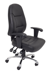 RAPIDLINE PU300 ERGONOMIC TASK CHAIR HIGH BACK CHROME BASE ARMS PU BLACK