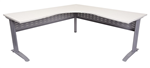 RAPID SPAN CORNER WORKSTATION 1800MM W X 1800MM W X 700MM D NATURAL WHITE TOP  PRECIOUS SILVER BASE