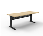 DELUXE RAPID SPAN DESK 1800MM W X 750MM D NATURAL OAK TOP  BLACK SATIN BASE