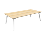 Eternity Meeting  Boardroom Table Rectangle 2100mm W x 750mm D Natural Oak Top  White Satin Base
